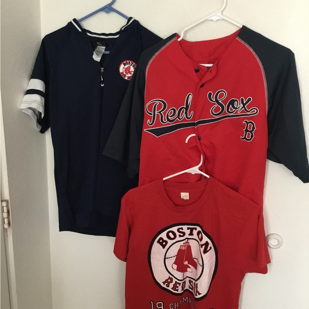 Lot of 3 Boston Red Sox women’s jerseys and t shirt size large